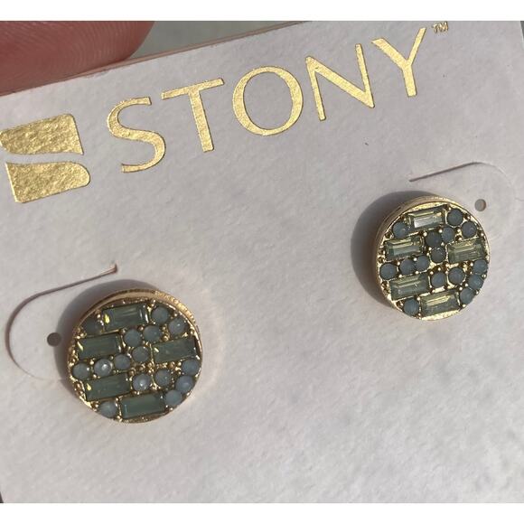 2/$24! Stony Earrings Blue, Green and Gold - Picture 1 of 6